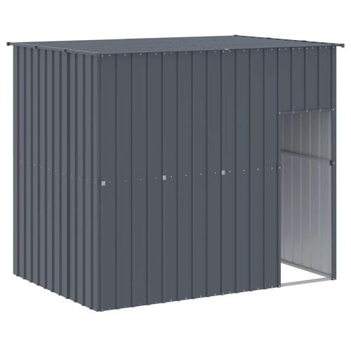 Hundehus m. løbegård 214x1069x181 cm galvaniseret stål antracit
