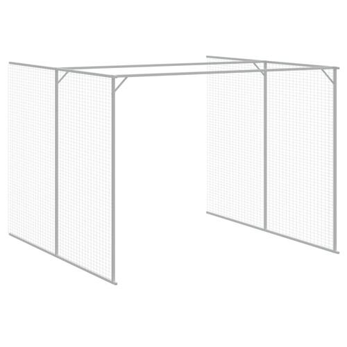 Hundehus m. løbegård 214x1069x181 cm galvaniseret stål antracit