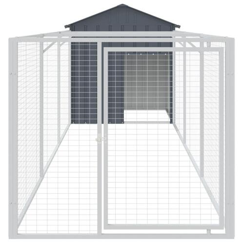 Hundehus med tag 117x405x123 cm galvaniseret stål antracitgrå