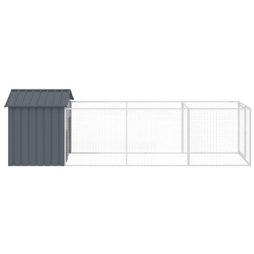 Hundehus med tag 117x405x123 cm galvaniseret stål antracitgrå