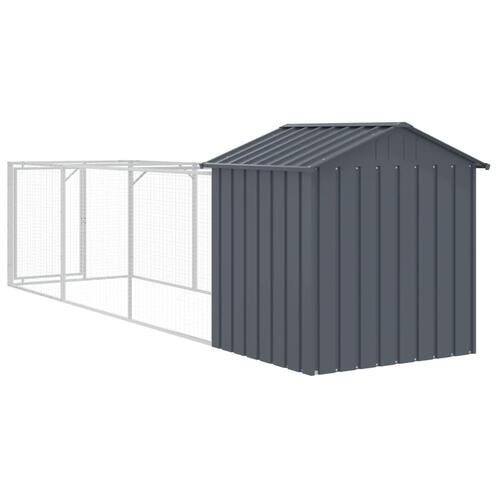 Hundehus med tag 117x405x123 cm galvaniseret stål antracitgrå