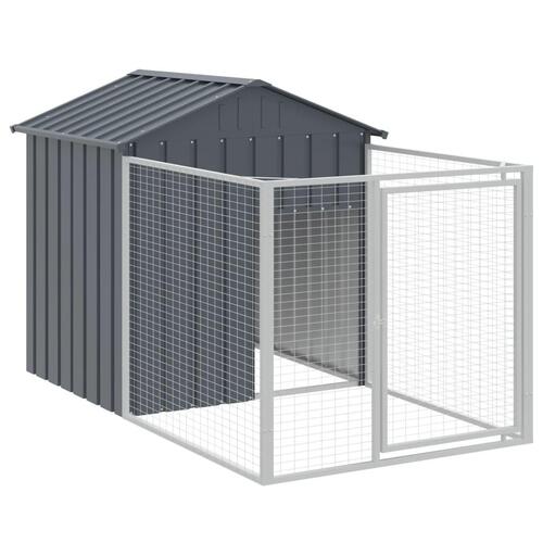Hundehus med tag 117x405x123 cm galvaniseret stål antracitgrå
