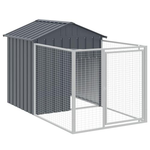 Hundehus med tag 117x813x123 cm galvaniseret stål antracitgrå