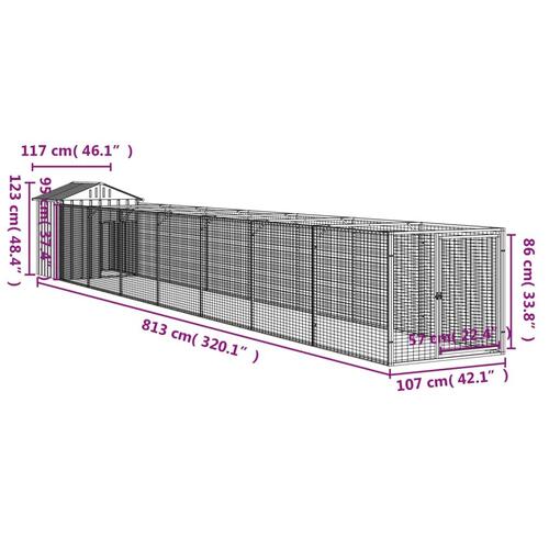 Hundehus med tag 117x813x123 cm galvaniseret stål antracitgrå