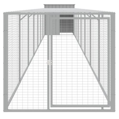 Hønsehus med løbegård 110x813x110 cm galvaniseret stål lysegrå
