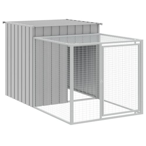 Hønsehus med løbegård 110x813x110 cm galvaniseret stål lysegrå