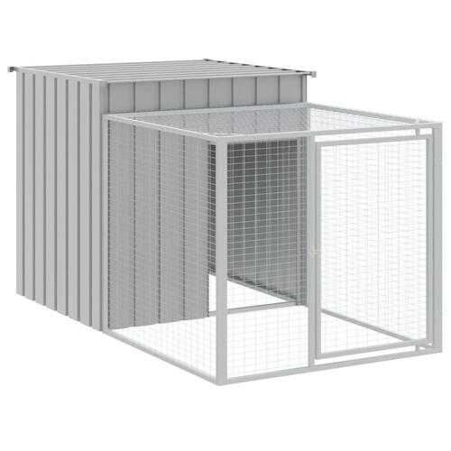 Hønsehus med løbegård 110x1017x110 cm galvaniseret stål lysegrå