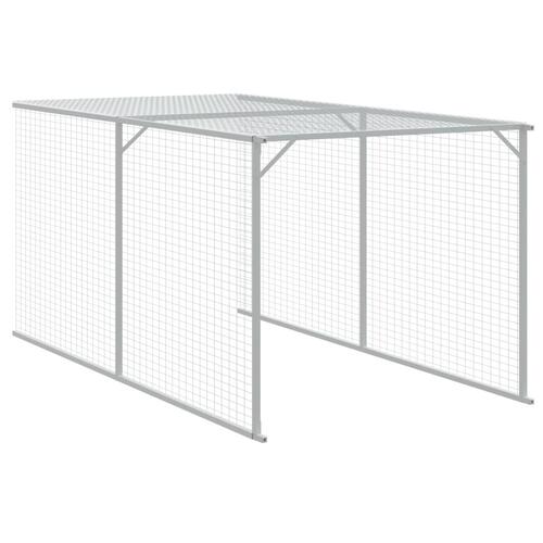 Hønsehus med løbegård 110x1017x110 cm galvaniseret stål lysegrå