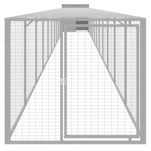 Hønsehus med løbegård 110x1221x110 cm galvaniseret stål lysegrå