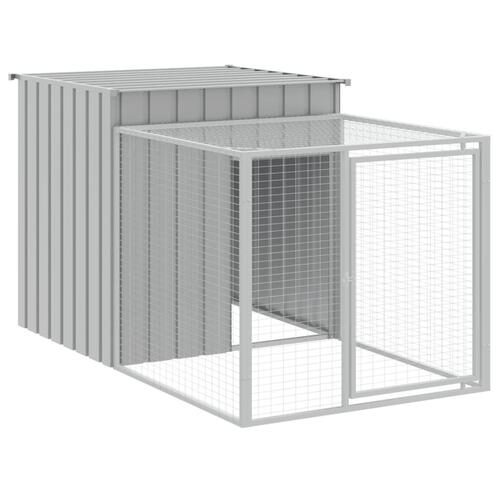 Hønsehus med løbegård 110x609x110 cm galvaniseret stål lysegrå