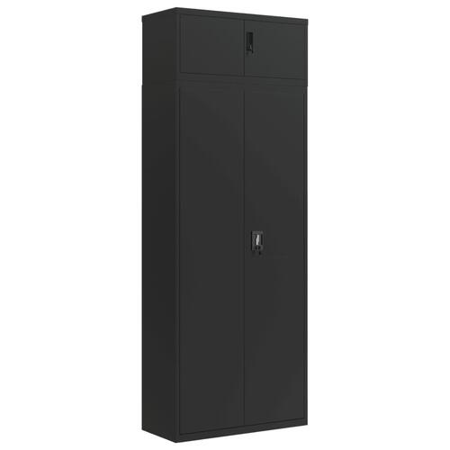 Arkivskab 90x40x240 cm stål sort