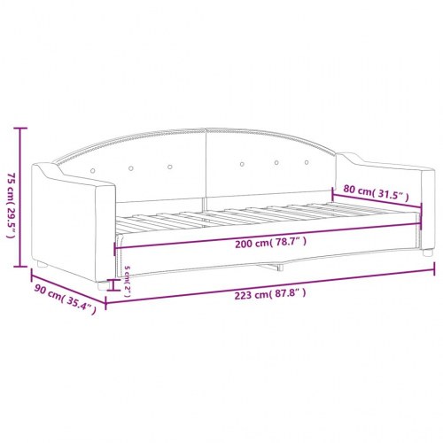 Daybed 80×200 cm i stof - lysegrå sengeramme/sovesofa
