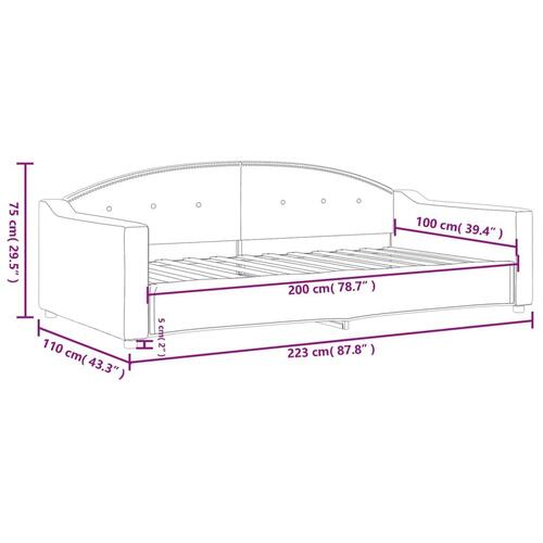 Daybed 100x200 cm stof gråbrun