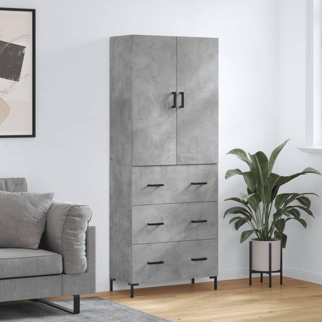 Højskab 69,5×34×180 cm i konstrueret træ - betongrå billede
