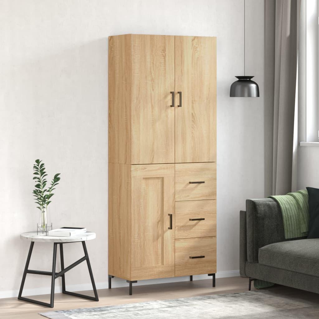 Højskab 69,5x34x180 cm konstrueret træ sonoma-eg billede