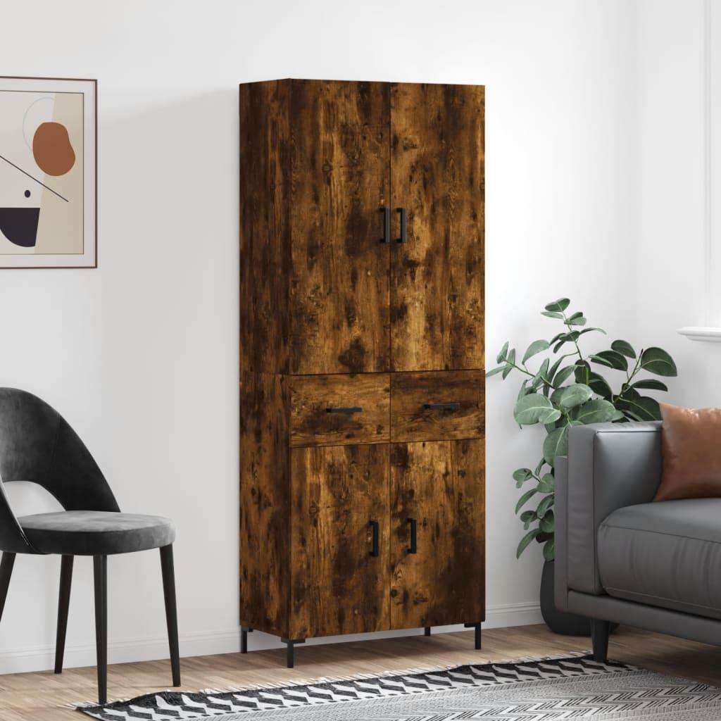 Højskab 69,5x34x180 cm konstrueret træ røget egetræsfarve billede