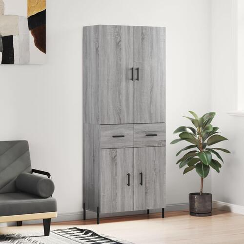 Højskab 69,5x34x180 cm konstrueret træ grå sonoma-eg