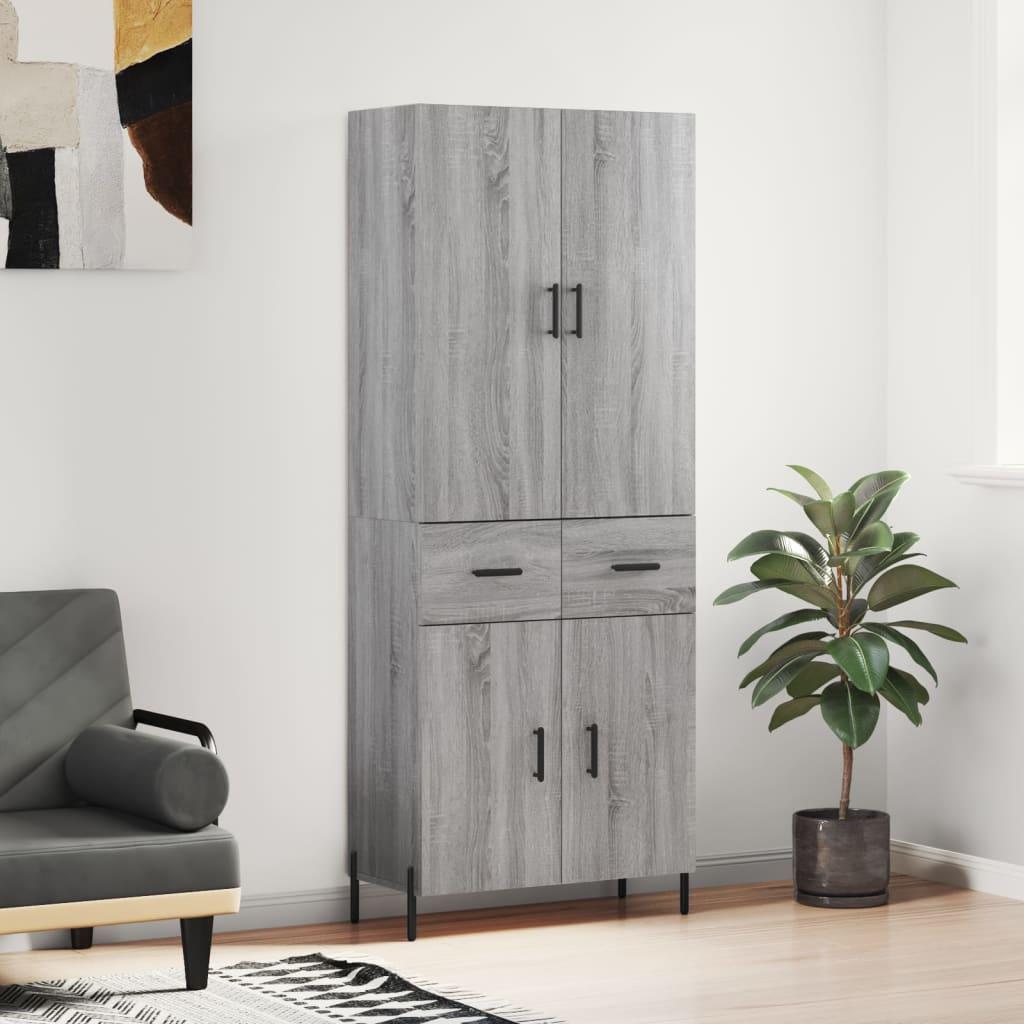 Højskab 69,5x34x180 cm konstrueret træ grå sonoma-eg