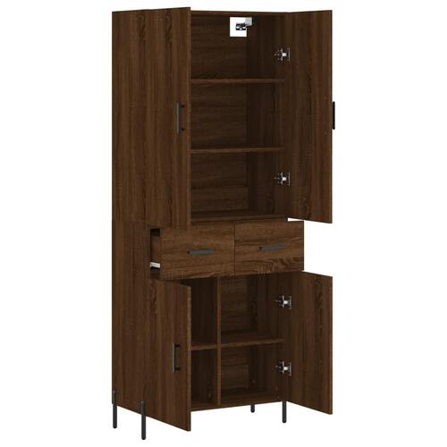 Højskab 69,5x34x180 cm konstrueret træ brun egetræsfarve