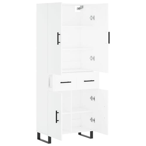 Højskab 69,5x34x180 cm konstrueret træ hvid