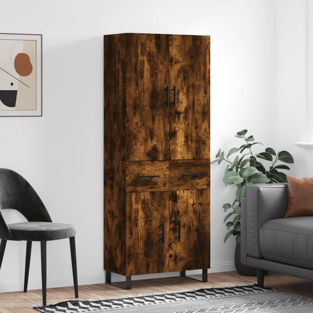 Højskab 69,5x34x180 cm konstrueret træ røget egetræsfarve billede