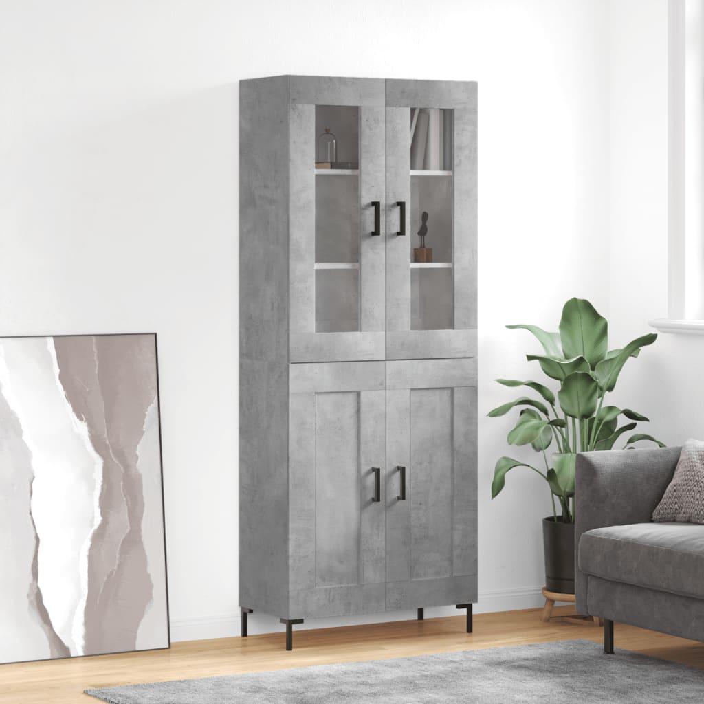 Højskab 69,5x34x180 cm konstrueret træ betongrå billede
