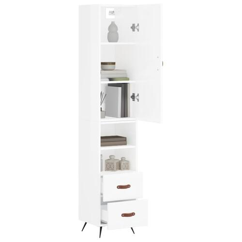 Skab 34,5x34x180 cm konstrueret træ hvid højglans