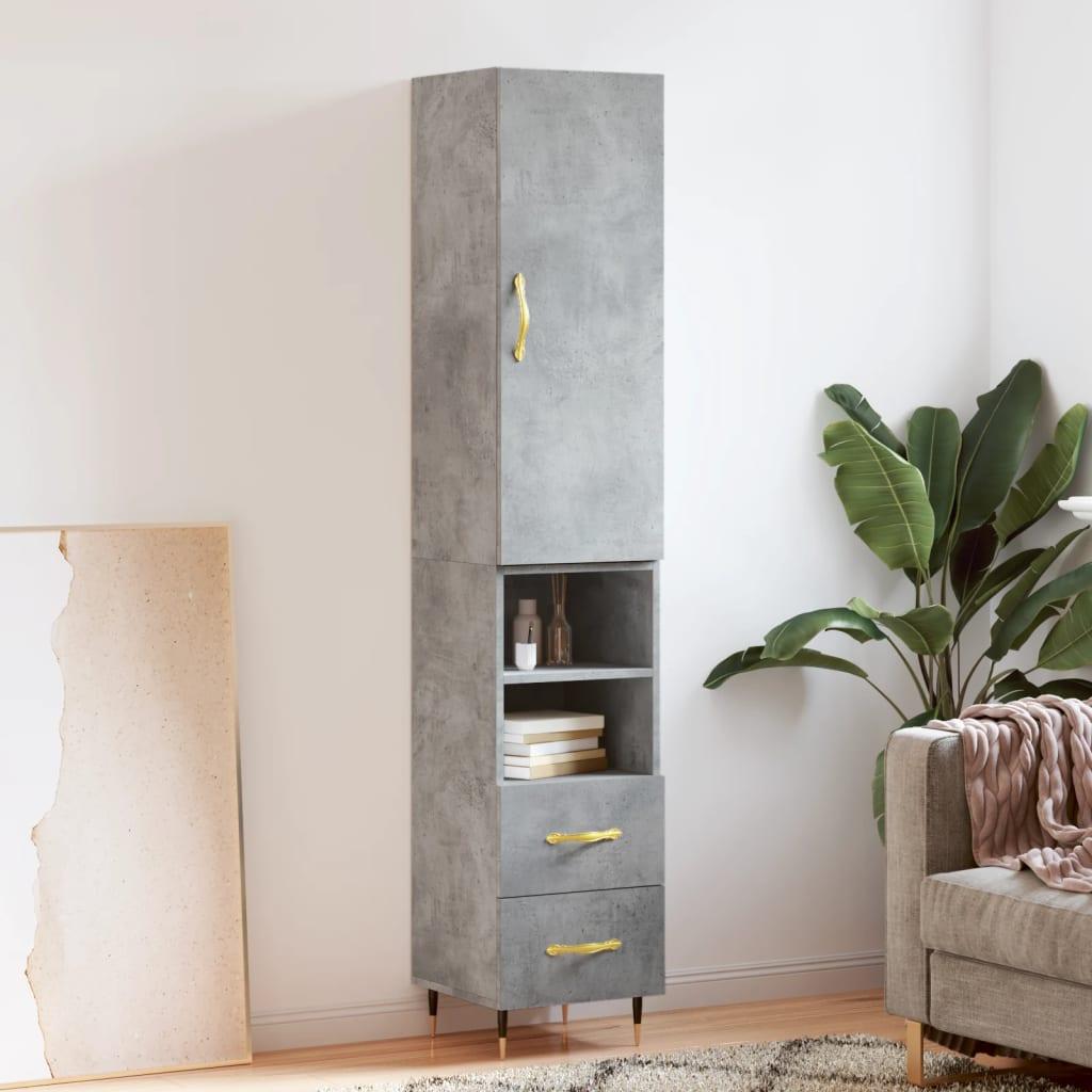 Skab 34,5x34x180 cm konstrueret træ betongrå billede