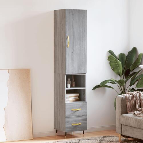 Højskab 34,5x34x180 cm konstrueret træ grå sonoma-eg