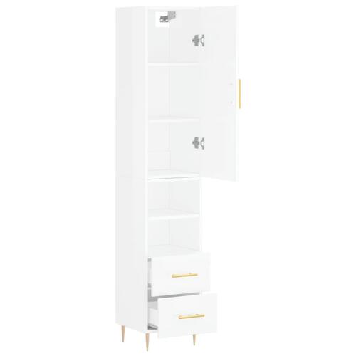 Skab 34,5x34x180 cm konstrueret træ hvid højglans