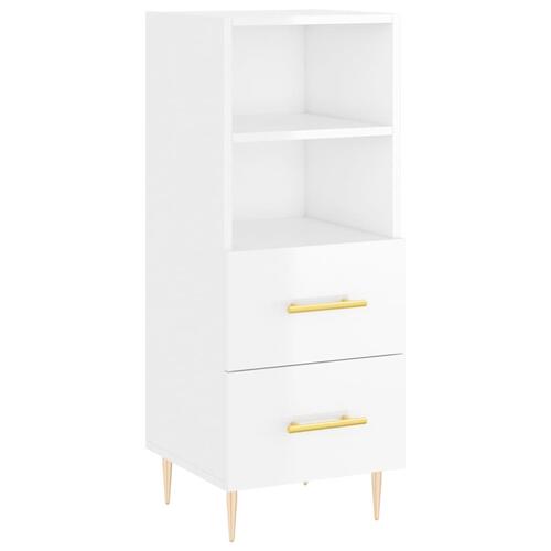 Skab 34,5x34x180 cm konstrueret træ hvid højglans