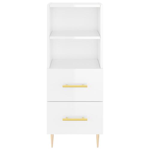 Skab 34,5x34x180 cm konstrueret træ hvid højglans