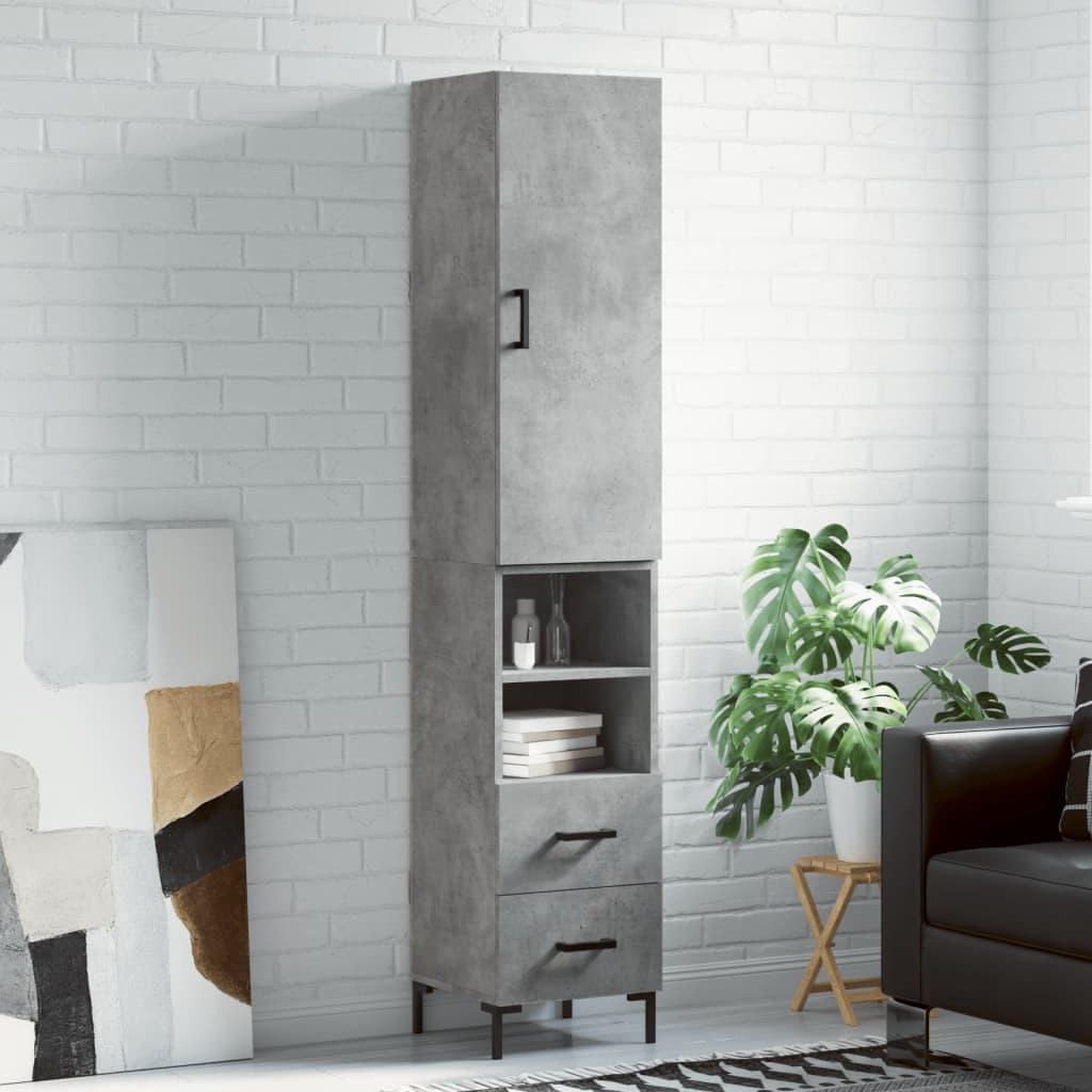 Skab 34,5x34x180 cm konstrueret træ betongrå