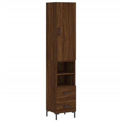 Skab 34,5x34x180 cm konstrueret træ brun egetræsfarve