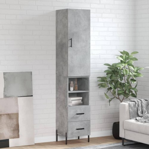 Højskab i konstrueret træ 34,5 × 34 × 180 cm - betongrå