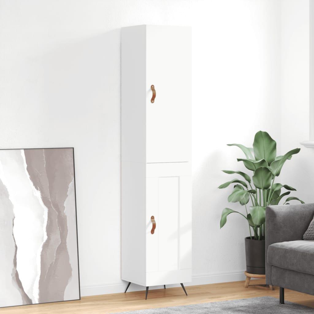 Skab 34,5x34x180 cm konstrueret træ hvid højglans