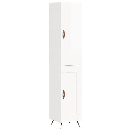 Skab 34,5x34x180 cm konstrueret træ hvid højglans