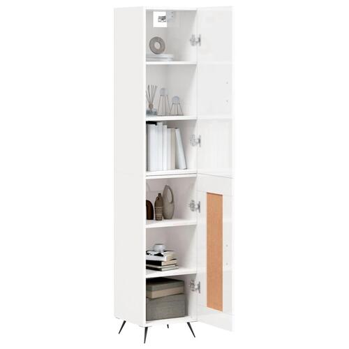 Skab 34,5x34x180 cm konstrueret træ hvid højglans