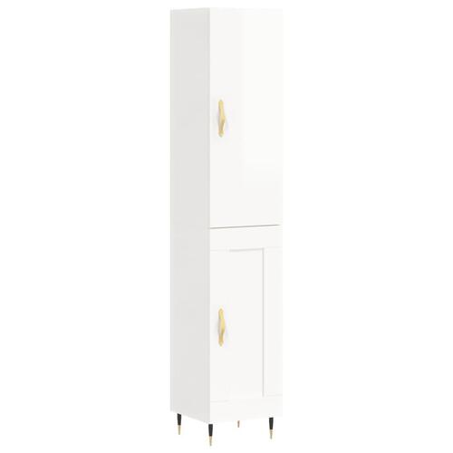 Skab 34,5x34x180 cm konstrueret træ hvid højglans