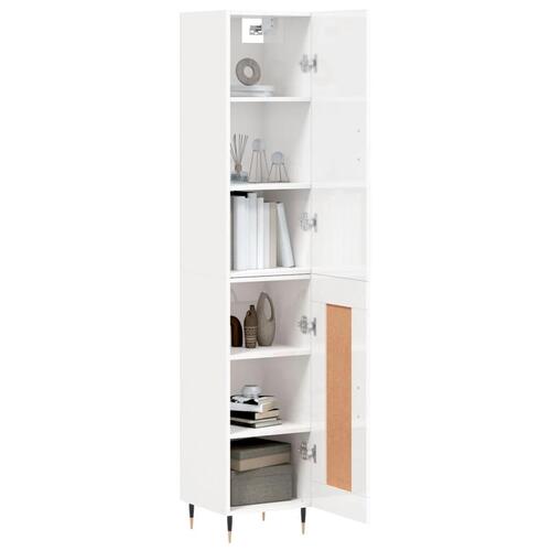 Skab 34,5x34x180 cm konstrueret træ hvid højglans