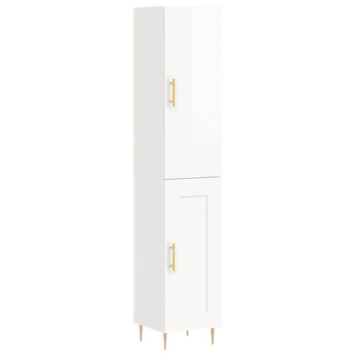 Skab 34,5x34x180 cm konstrueret træ hvid højglans