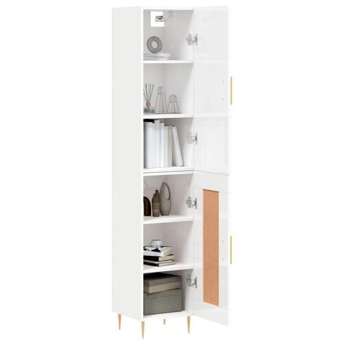 Skab 34,5x34x180 cm konstrueret træ hvid højglans