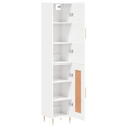 Skab 34,5x34x180 cm konstrueret træ hvid højglans