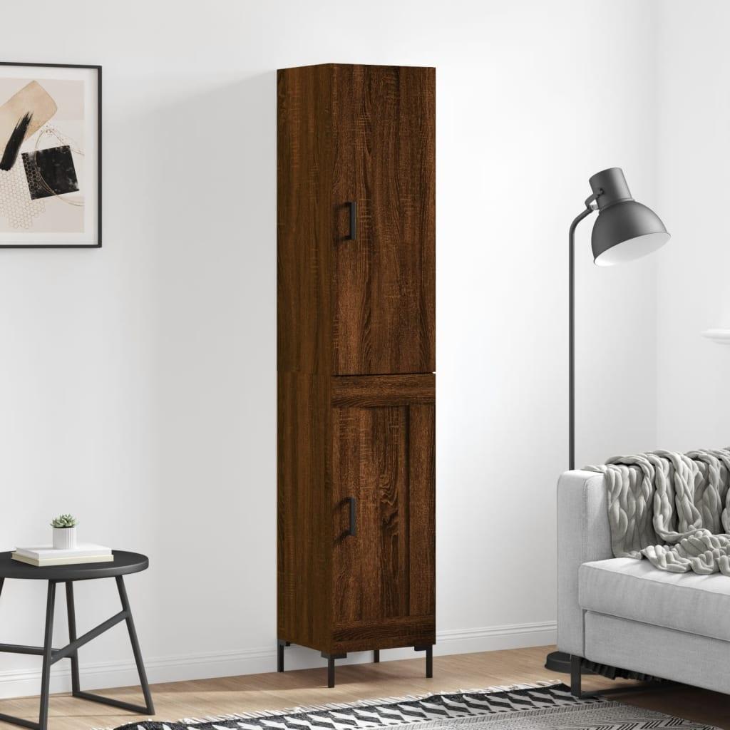 Skab 34,5x34x180 cm konstrueret træ brun egetræsfarve