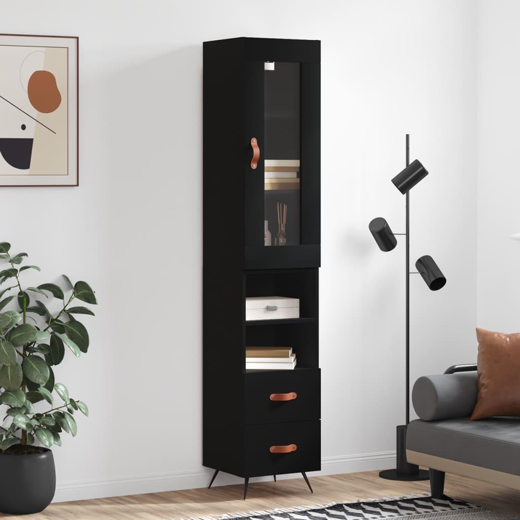 Skab 34,5x34x180 cm konstrueret træ sort
