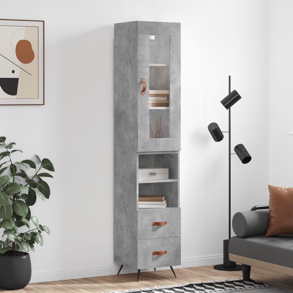 Skab 34,5x34x180 cm konstrueret træ betongrå