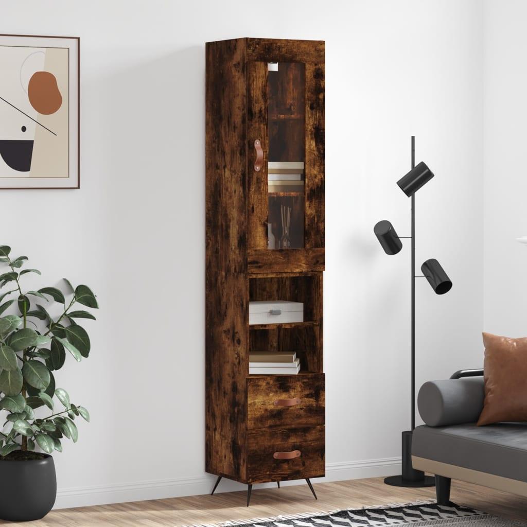 Skab 34,5x34x180 cm konstrueret træ røget egetræ