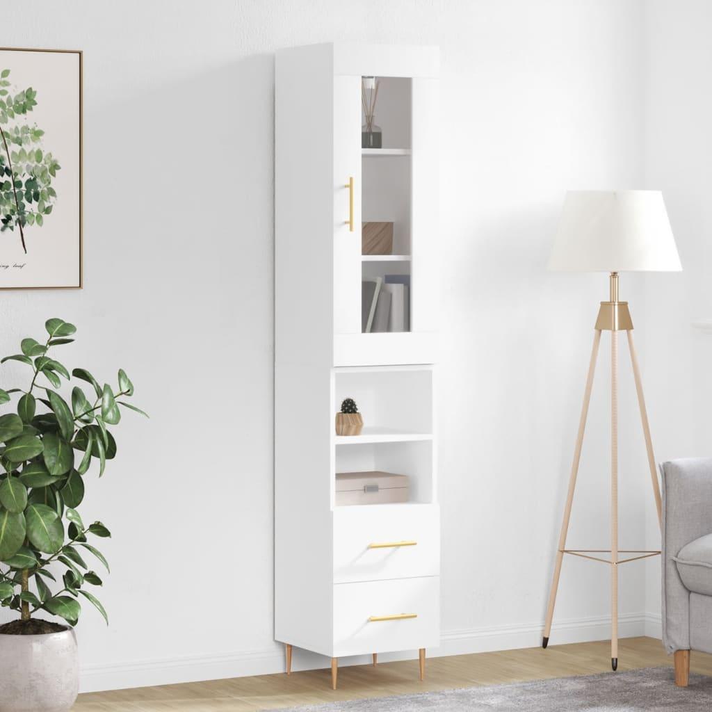 Skab 34,5x34x180 cm konstrueret træ hvid