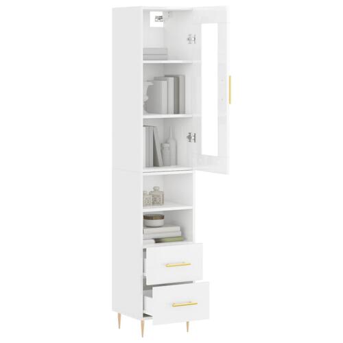 Skab 34,5x34x180 cm konstrueret træ hvid højglans