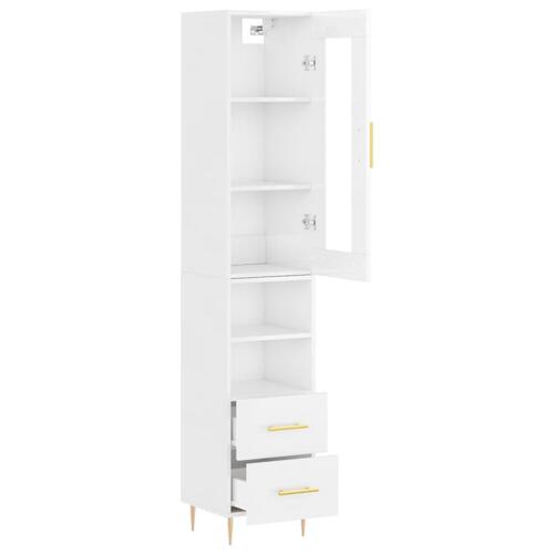 Skab 34,5x34x180 cm konstrueret træ hvid højglans